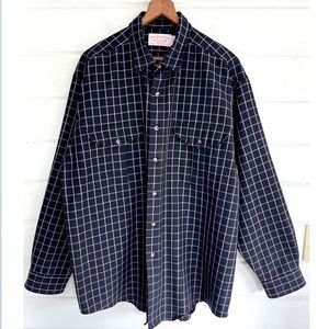 Vintage FILSON 100% Wool Shirt in Navy Windowpane Check - XL